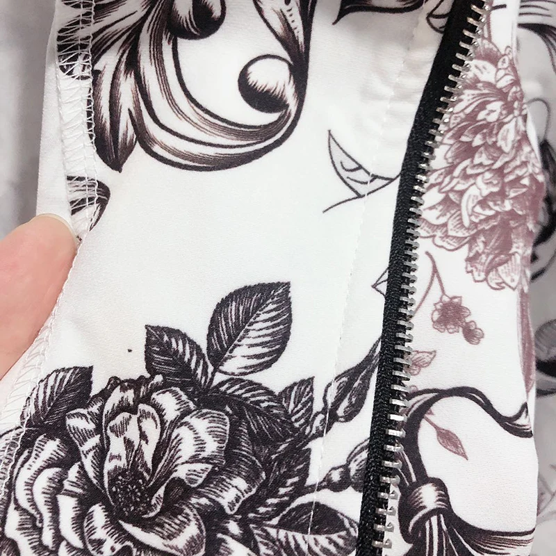 

Women Spring Autumn Long Sleeve Jacket O Neck Zipper Bomber Jackets Vintage Floral Coat Women Casual Ladies Outwear Veste Femme