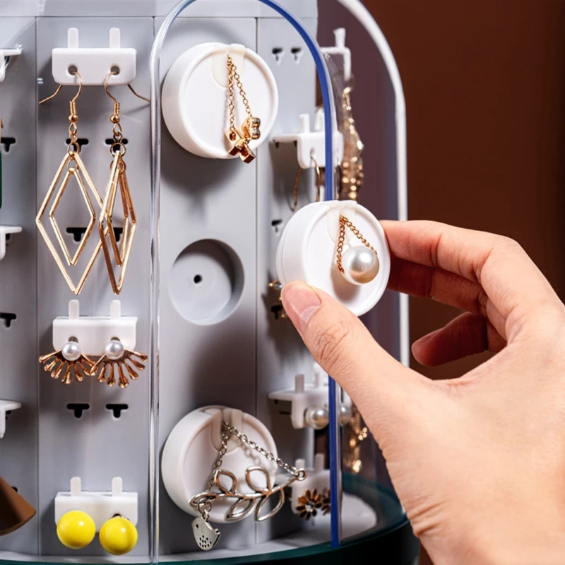 

Multipurpose 360 Rotating Jewelry Organizer Cosmetic Storage Box Transparent Display Makeup Organizer Earring Necklace Holder