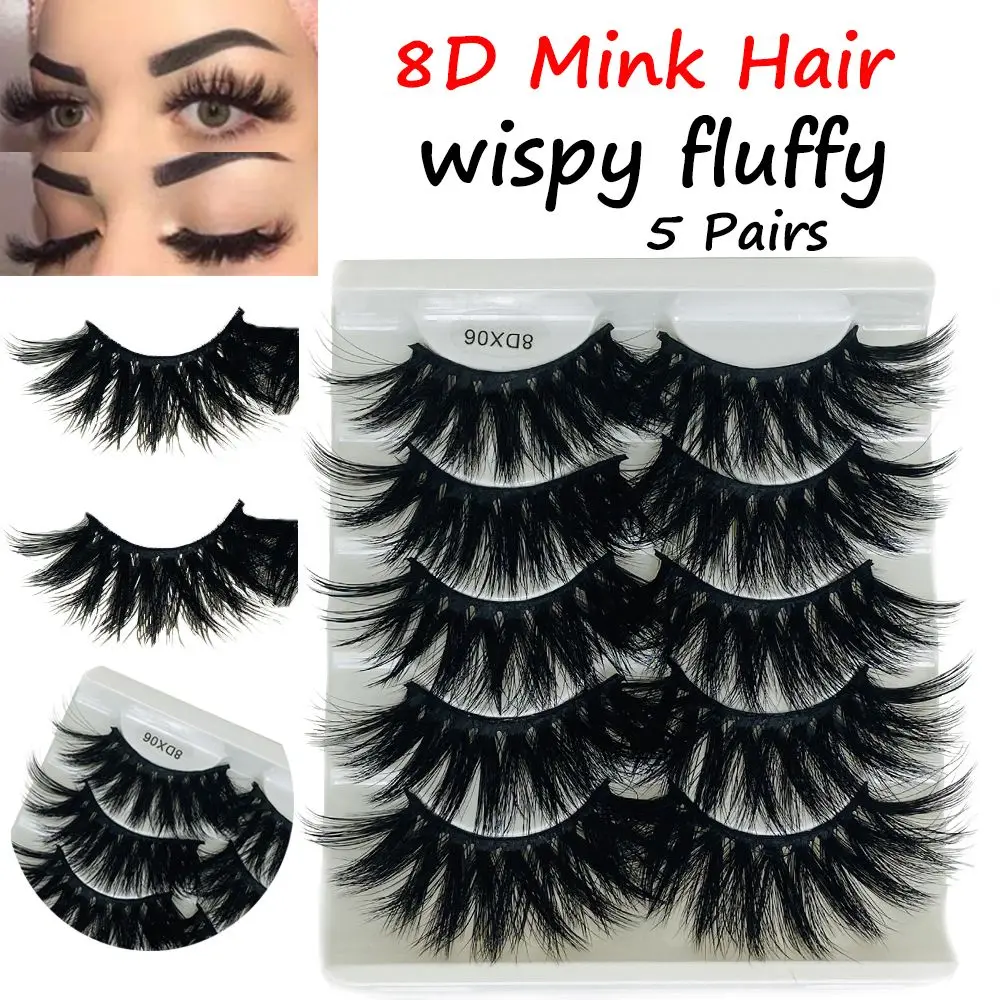

Beauty Eye Makeup Tools Dramatic Handmade Wispies Fluffies False Eyelashes Thick Long 8D Mink Hair