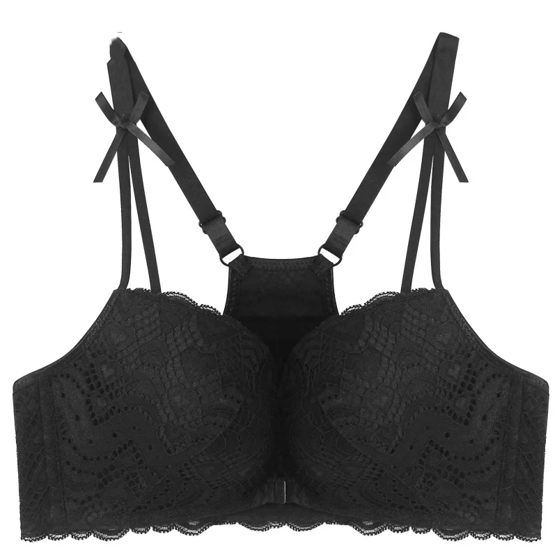 

E lovegirl Beautiful Back Sexy Lingerie Ladies Bra Front Buckle Bow Shoulder Strap Underwear Ladies Bra Without Rims Lace Bra