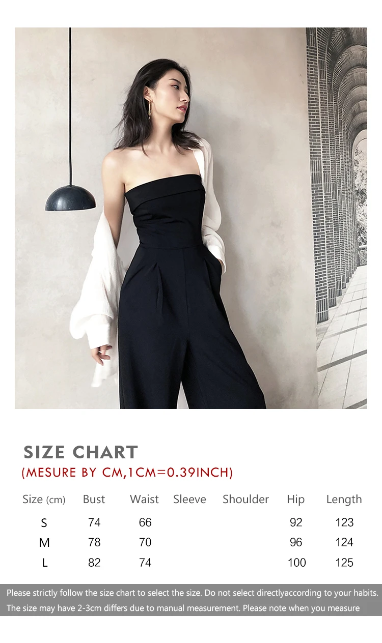 

Women Runway Wide Leg Jumpsuits Fashion Elegant Strapless Long Rompers Jumpsuit Sexy Black Bodycon Bodysuit