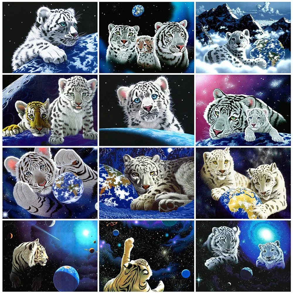 

HUACAN 5D DIY Diamond Painting Full Square Tiger Map Diamond Art Mosaic Animal Home Decoration New Arrival