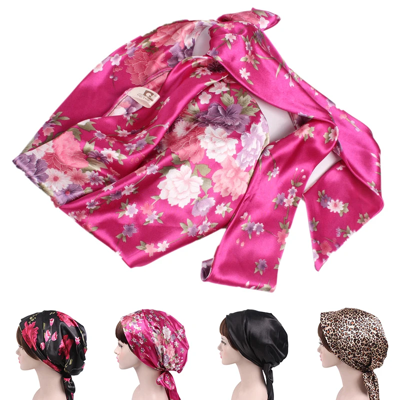 

Women Soft Silk Satin Bonnet Salon Bonnet Beanie Night Hair Hat for Natural Curly Hair Night Sleep Cap Braids Head Cover Wrap