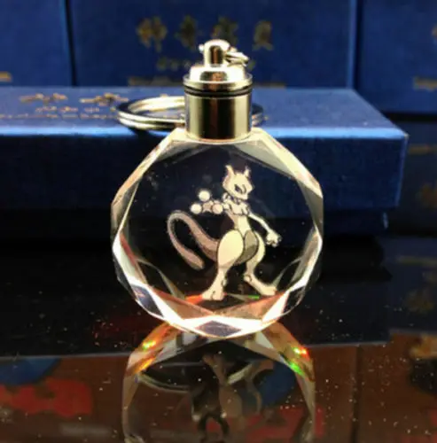 Charizard Mewtwo счастливый питомец Хрустальный брелок светодиодный светильник подвеска брелок аксессуары для косплея
