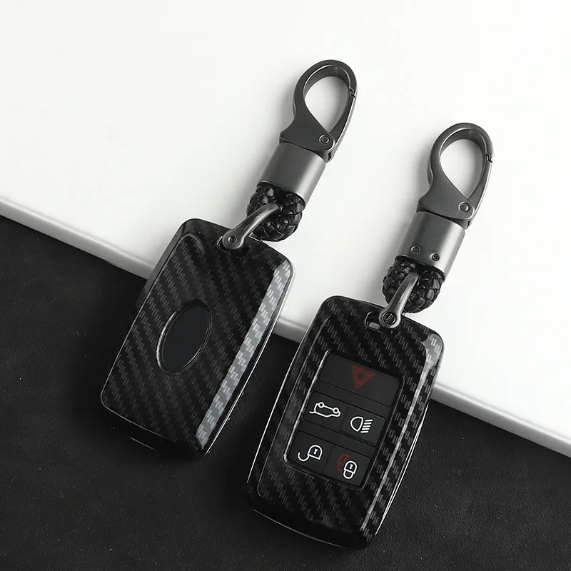 

The New Carbon Fiber Car Remote Control Key Case Protective Shell For Land Rover Range Rover Evoque Discovery 5 Sport 2018 2019