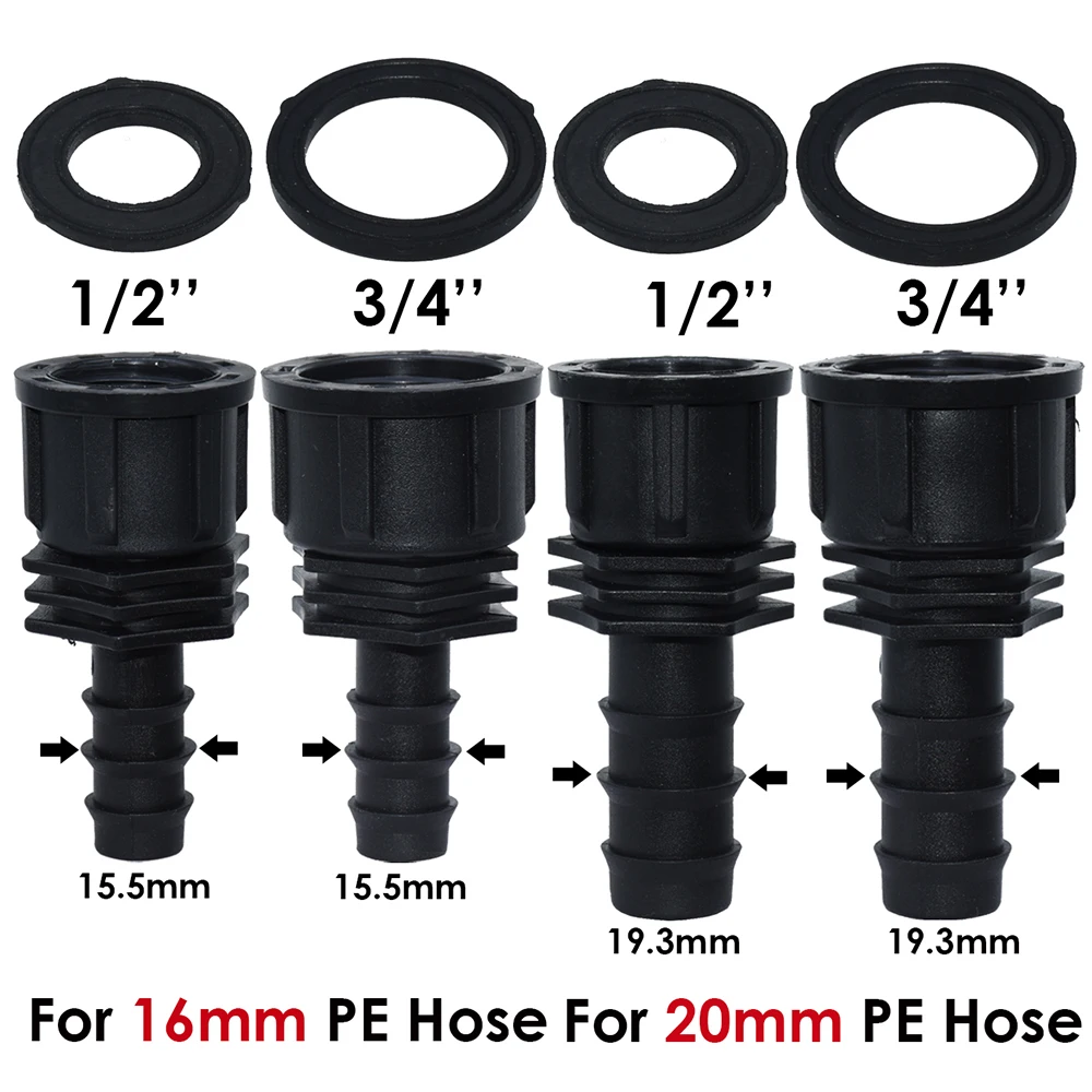 KESLA 4PCS 1/2" 3/4" Female Thread Connector To Barb 16mm 20mm PE Hose Adapter Irrigation Planter Drip System Garden Pipe Repair | Дом и