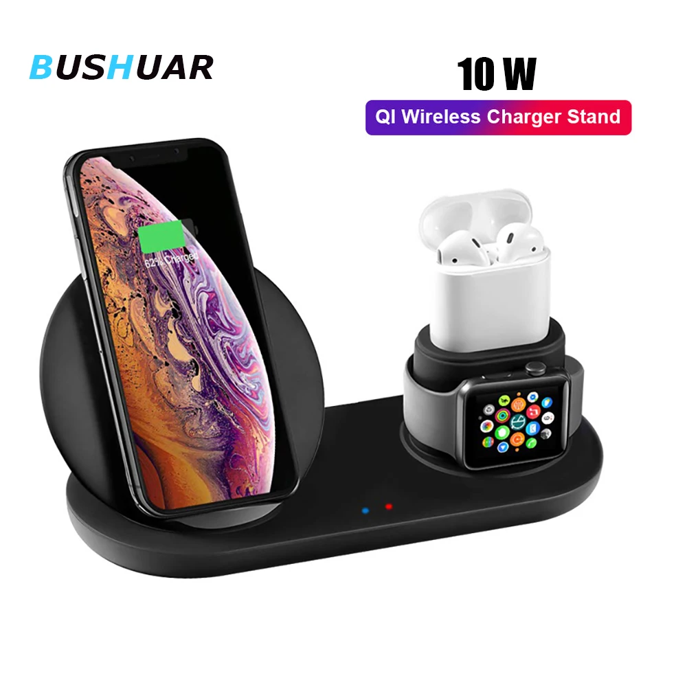 Беспроводное зарядное устройство 3 в 1 для Apple Watch iWatch 2 4 Airpods QI беспроводное iPhone 11 8