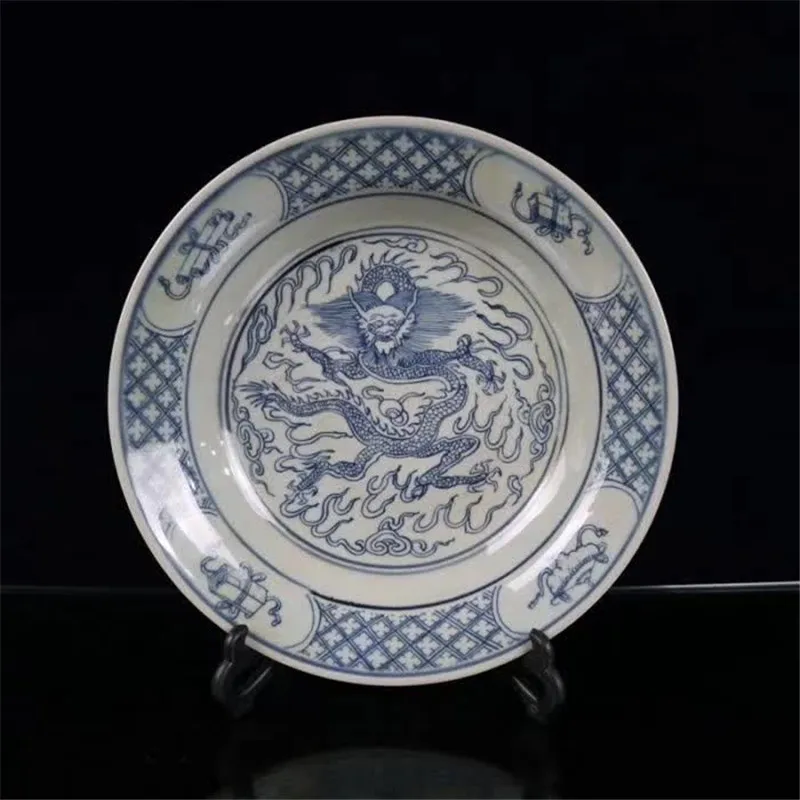 

Blue And White Porcelain Plate Zodiac Animal Dragon Plate High-end Decoration Plate Household Ornaments Gift