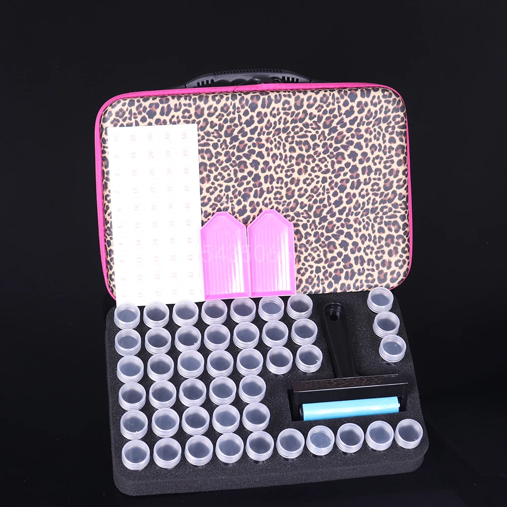 

44 Bottles Storage Box 5D Diamond Painting Accessories Tools Container Bag Carry Case Embroidery Mosaic With Roller Sticker Tray