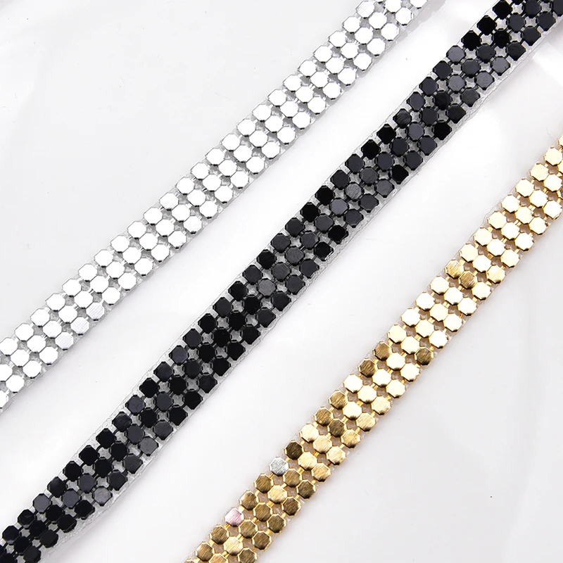 Бесплатная доставка 3 мм ряда алюминиевая сетка металлическая отделка стразы для