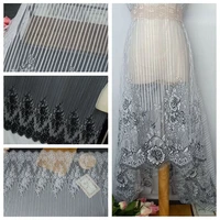 stripe embroidery flower eyelash lace fabric two color 150cm bride veil wedding dress sewing cloth v2193