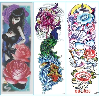 Водостойкая Временная тату наклейка на всю руку розы цветы старая школа наклейки