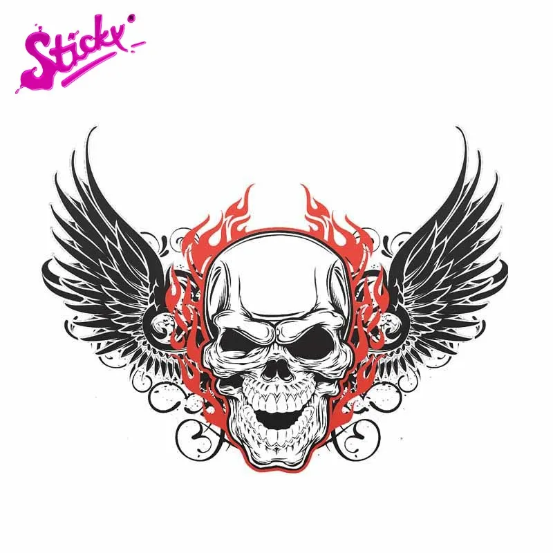 

STICKY Creative Skull Wing Funny Body Helmet Motorcycle Car Sticker Motorcycle Off-road Laptop Trunk Guitar Vinyl Sticker