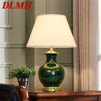 dlmh ceramic table lamps green luxury brass desk light fabric for home living room dining room bedroom office