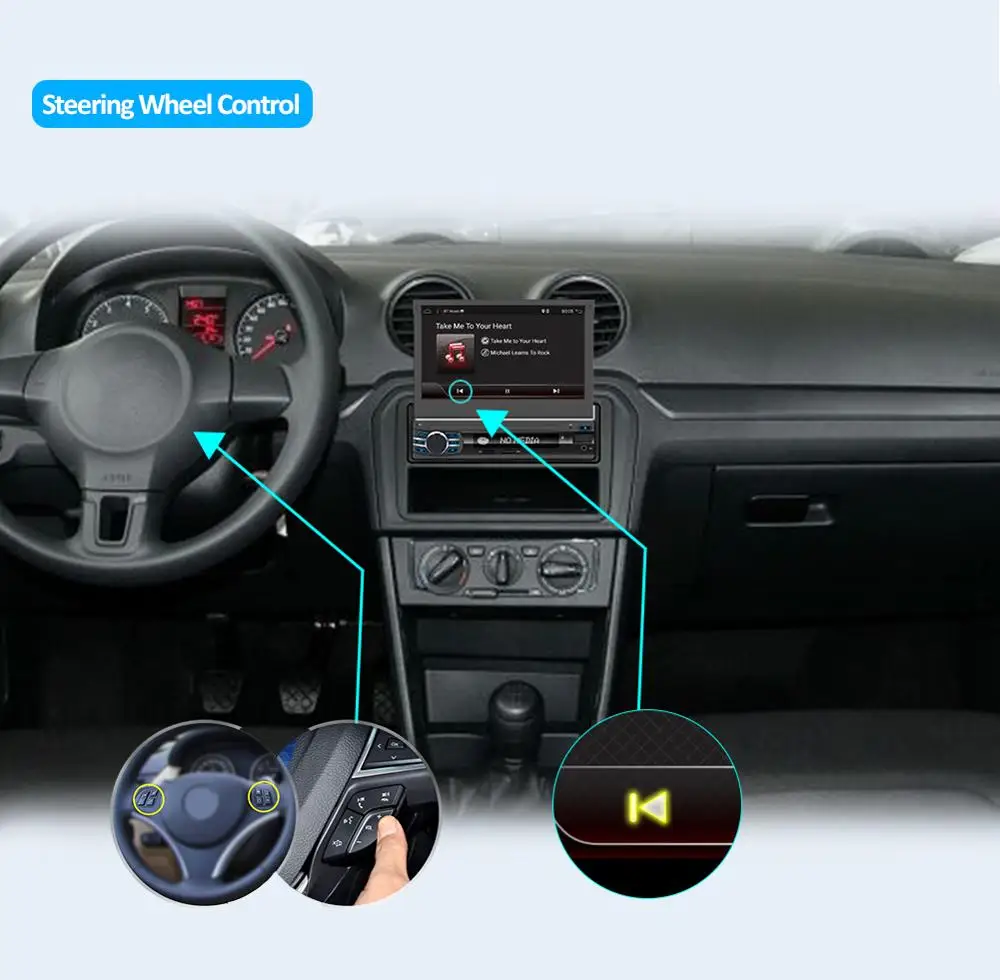 7" 1 Din Car Radio Android 10 For Universal GPS Stereo Audio Player Unit Wifi BT Flip Touch Screen Free Camera MIC |