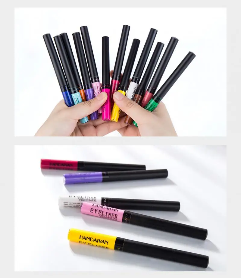 HANDAIYAN 12pcs Colorful Liquid Eyeliner Charming Waterproof Matte Long Lasting Eyes Makeup Pencil Cosmetic Kit TSLM2 |