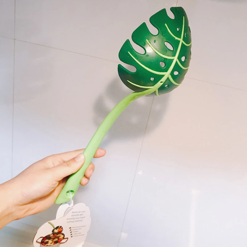 Пищевой пластиковый дуршлаг ложка для листьев с утолщенной длинной ручкой