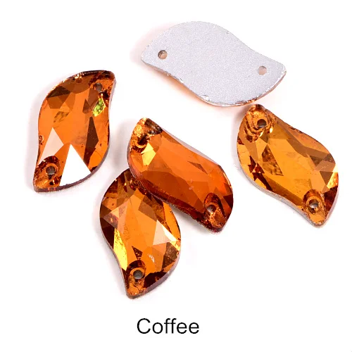 Coffee Горячее предложение! Распродажа! 3 размера красный S лист формы пришить стразы с отверстиями Flatback Стеклянные стразы шьют-на Стразы для шитья одежды B0176 - Цвет: Coffee