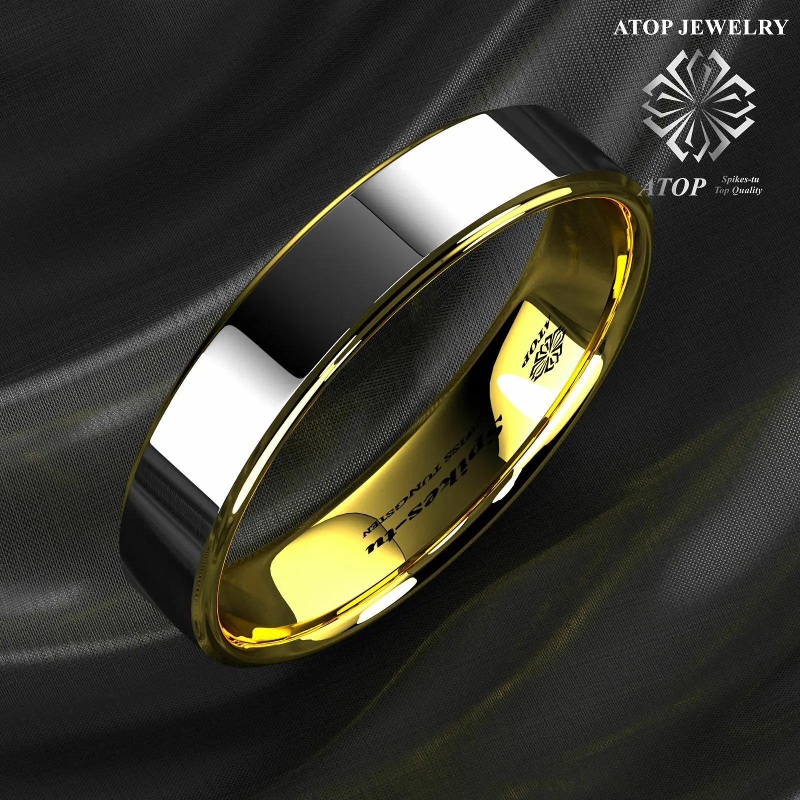 Вольфрамовое мужское кольцо Золотое обручальное 6 мм купол Свадебные украшения