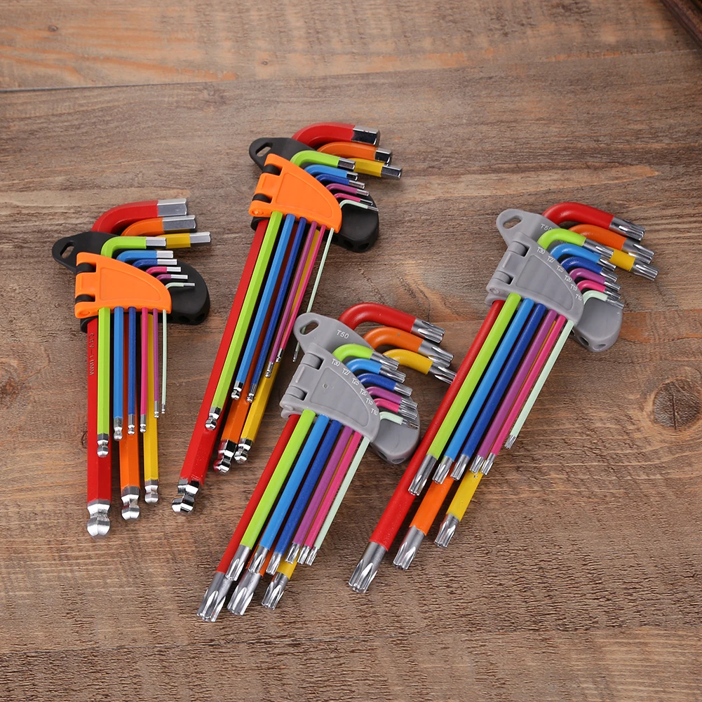 

9pcs Universal Allen Keys Hexagon Wrench Set Hex Torx L Shape Screwdriver Kit Hand Tools for Automobile Maintenance