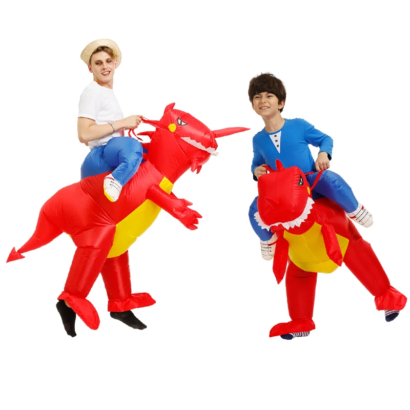 Пижама для детей и взрослых надувной динозавр костюм аниме T REX Косплей костюмы на