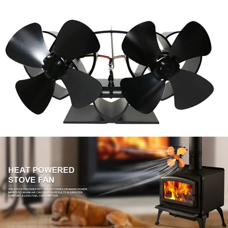 

Double Motors Wood Stove 8-Blade Small Size Fan,Silent Heat Warm Power Powered Fire Eco Stove Fan,Hot Dynamic Wood Stove