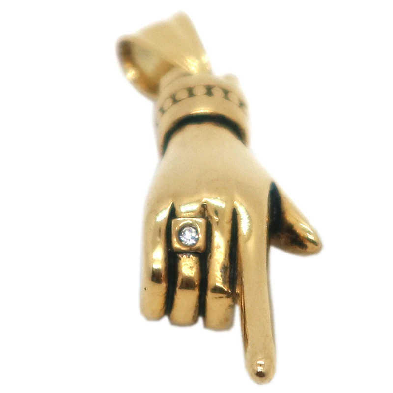 

Unisex 316L Stainless Steel Gold-Color Hand Clean Stone Pendant Chain