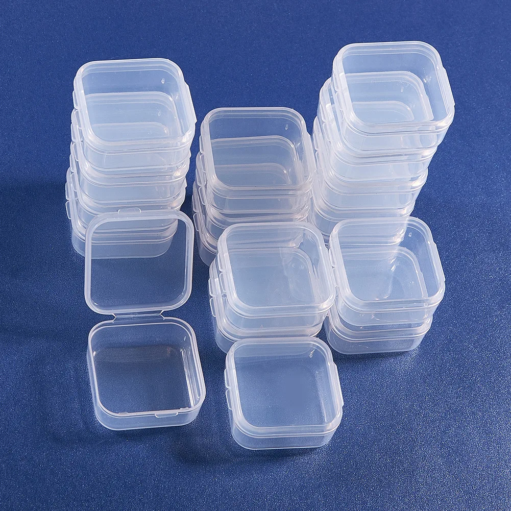 

18pcs plastic transparent cover small square box jewelry packaging storage box