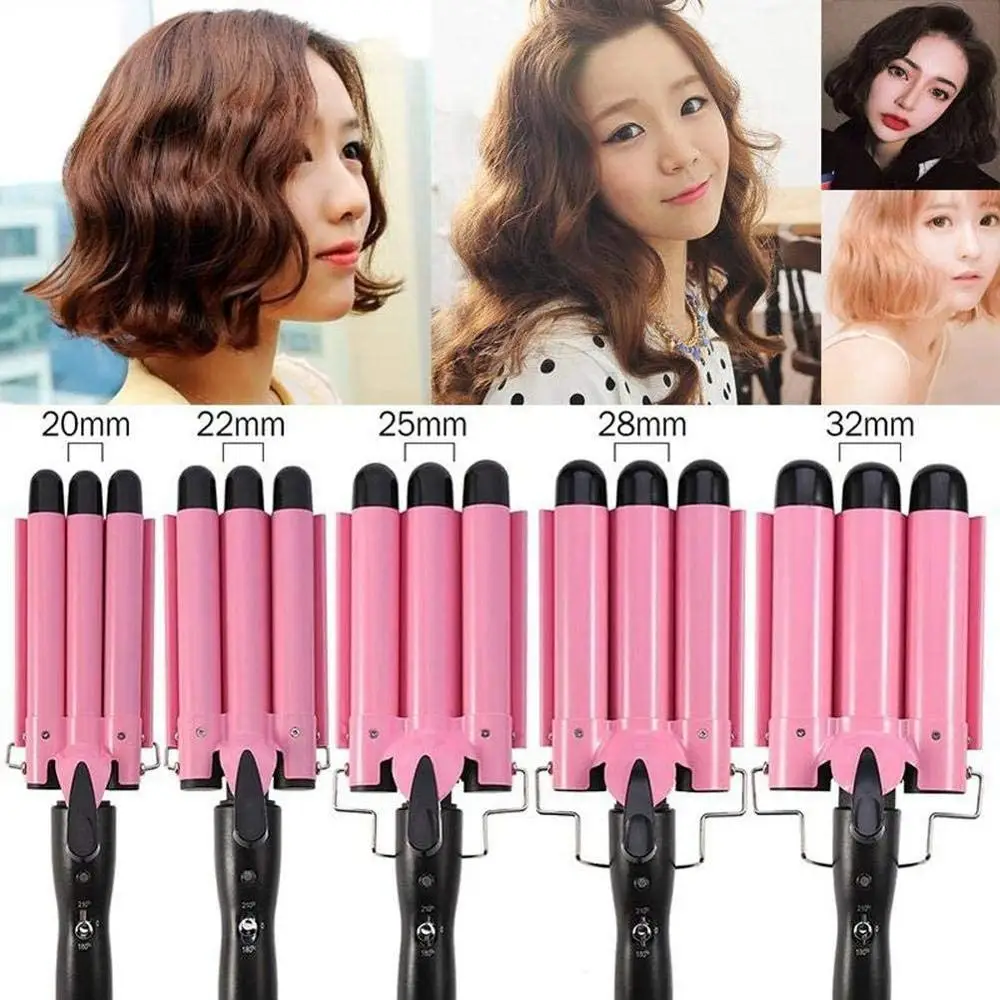 

LCD-Display Hair Curling Irons 3 Barrel Curling-Wand Temperature Adjustable Hair Crimping Hair Waver for Beachy/Frizz Free Waves