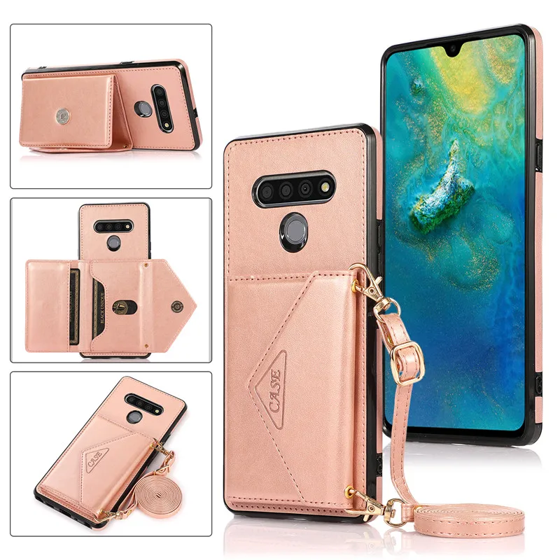 Для LG Stylo 6 Чехол с плечевым ремнем кошелек кожаный чехол для 7 5G Капа Чехол-книжка