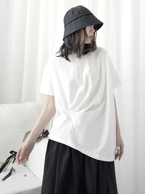 Асимметричная женская футболка Модный Новый плиссированный пуловер в стиле