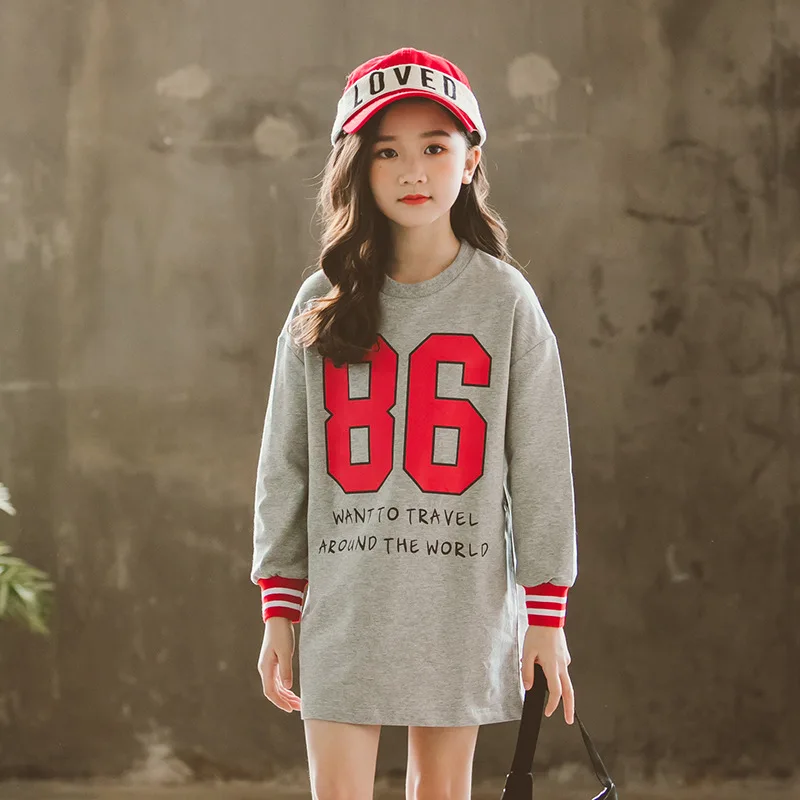 Одежда для девочек платье-футболка с длинными рукавами платье принцессы