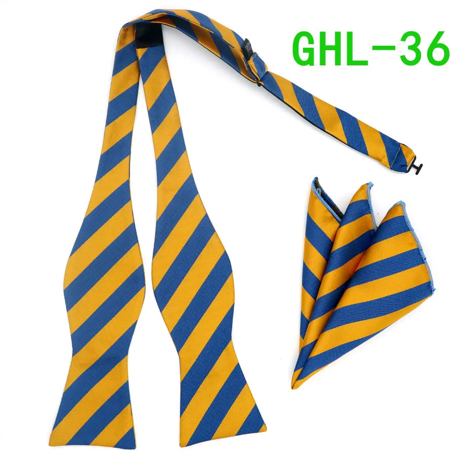GHL 36 GHL17-36 полосатый шёлковый жаккардовый тканый Для мужчин бабочка самостоятельно регулируемый галстук-бабочка Карманный платок носовой платок костюм для свадебного торжества - Цвет: GHL 36