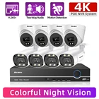 Купольная 2-полосная система видеонаблюдения, 8 каналов, 4K, 8 Мп, POE, NVR, комнатный комплект видеонаблюдения H.265, полноцветная камера ночного видения