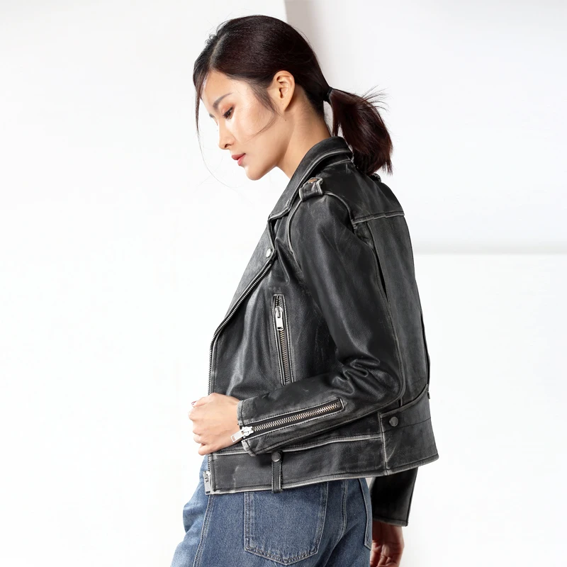 Женская винтажная куртка из натуральной коровьей кожи 100% | одежда