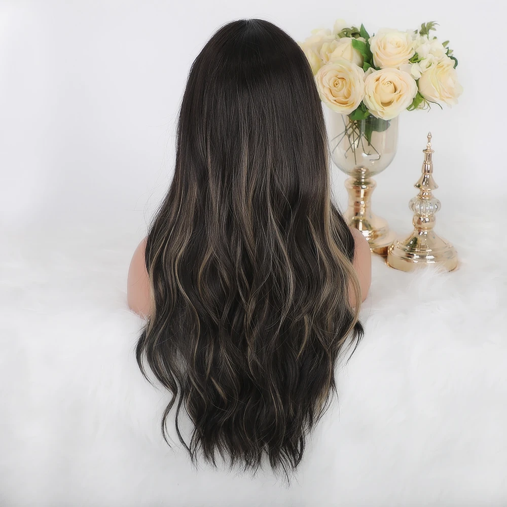 Длинные натуральные волнистые черные и коричневые блестящие синтетические