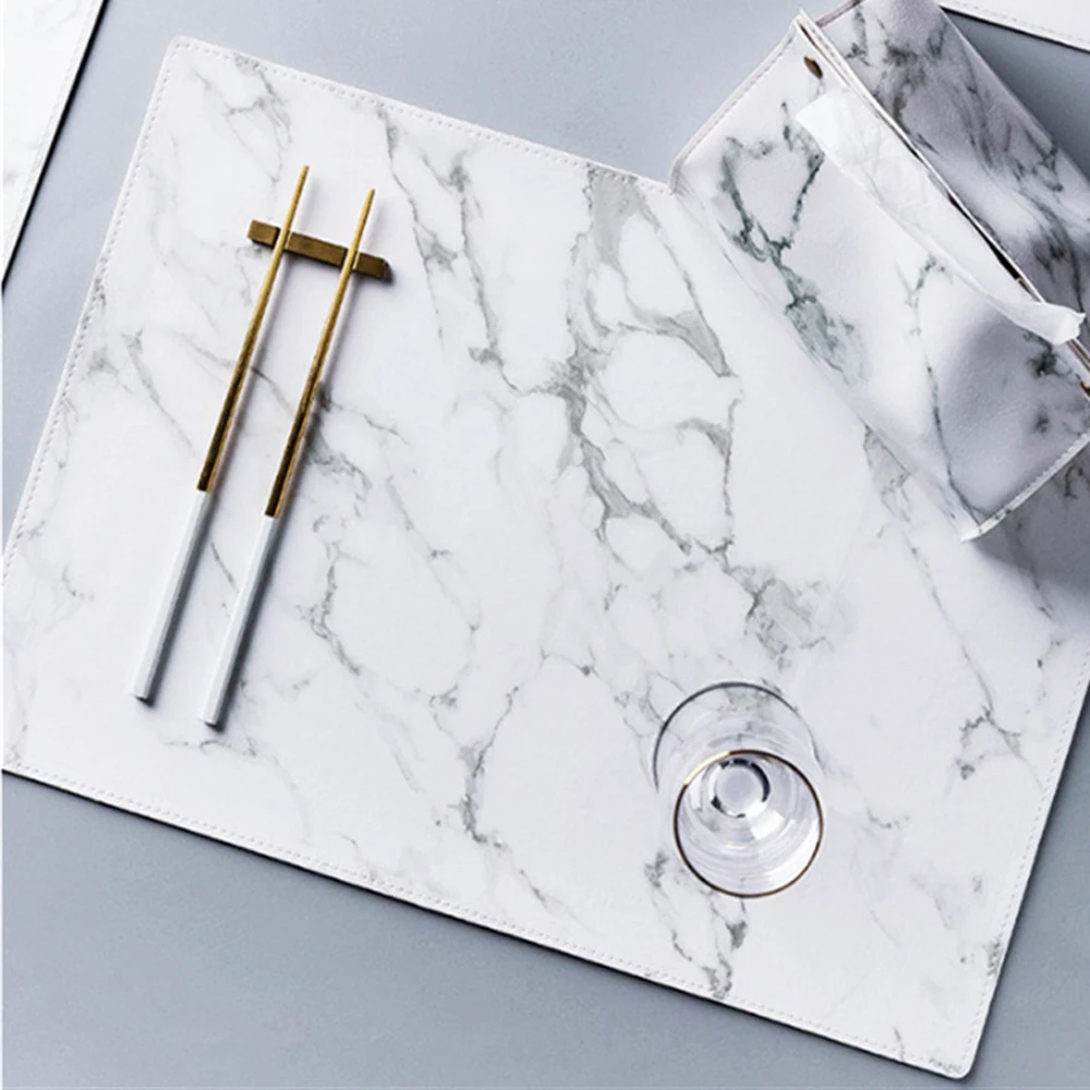 45*30CM Table Mat Marble Placemat For Dining PVC Non-slip Heat Insulated Waterproof Oil-proof For Coffee Tea Home Kitchen