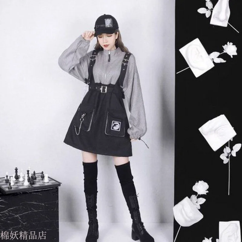 Женское платье в готическом стиле винтажное платье-мини панк с высокой талией