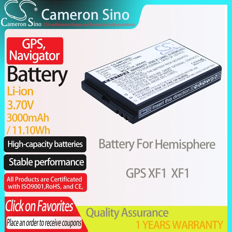 

CameronSino Battery for Hemisphere GPS XF1 XF1 fits Spectra 206465 MG-4LH TS21878 GPS,Navigator battery 3.70V 3000mAh Li-ion