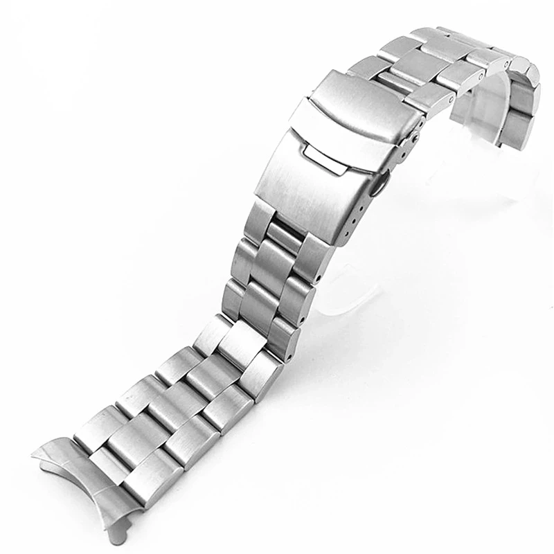 Solid Curved End 22mm 20mm Stainless Steel Watch Band Silver Black Matte Metal Strap Bracelet Women Men Watchbands with Pins enlarge