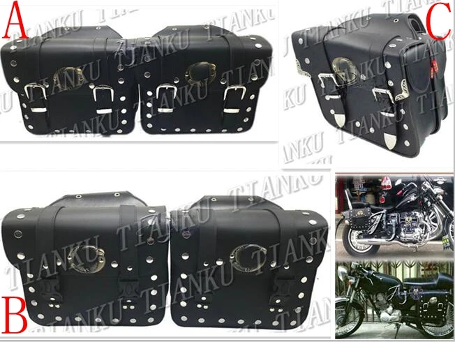 Universal Leather Side Bag Saddle Bags For Honda Shadow Spirit Sabre Aero ACE Steed VLX 400 600 1100 DLX VTX1300 1800 Magna VF |