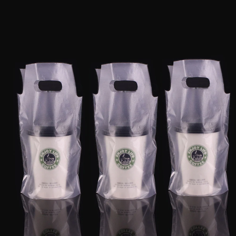 100 шт. пластиковые контейнеры для напитков с ручкой | Дом и сад