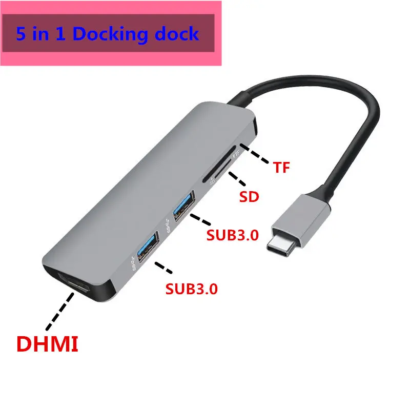 Type C-HDMI USB 3,0 type-C PD зарядный адаптер конвертер USB-C док-станция концентратор для MacBook xiaomi samsung Galaxy S8 9plus - Цвет: Silver