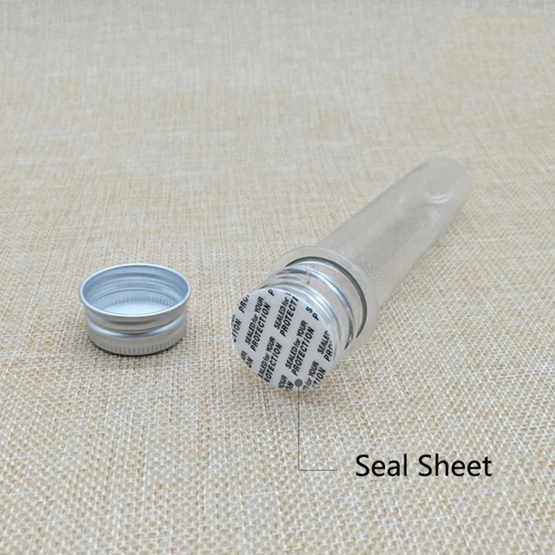

50Pcs 40Ml Plastic Test Tube With Screw Cap Bottle Aluminum Cap Packing Tube With Pressure Sensitive Seal Candy Capsule 5.6Inch