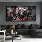 Декоративная живопись с изображением доллара, коровы, абстрактный граффити, стильный плакат, холст, живопись и настенные художественные принты для современного домашнего декора