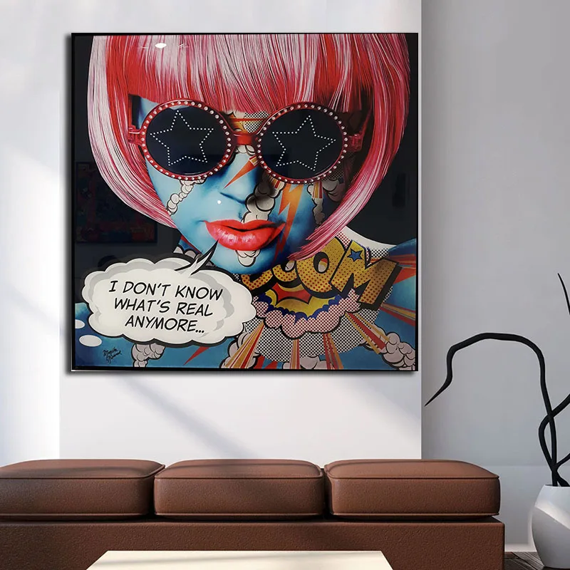 Граффити Девушка лицо холст картина постеры и печать креативные картины