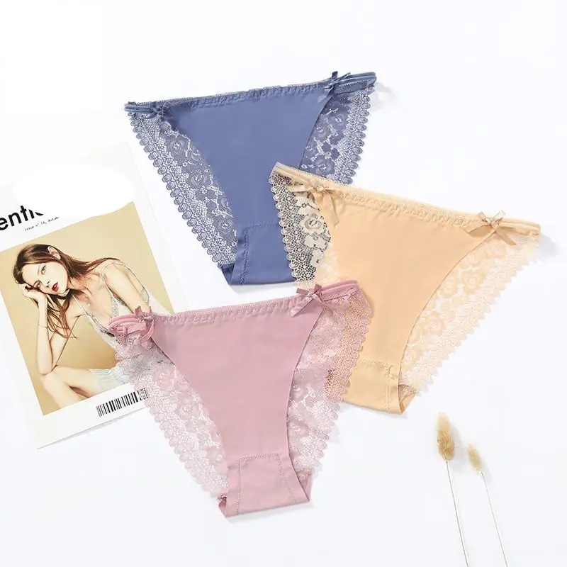 Sexy Floral Satin Lace Women Underwear Low-Rise Hollow Out Panties Soft Breathable Seamless Briefs Knickers Lingerie | Женская одежда