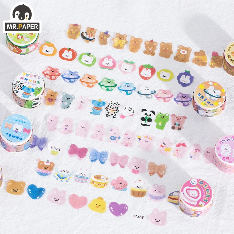 

Mr.Paper 100Pcs/Roll 8 Designs Cute Breeder Series Ins Style Washi Tape Decoration Tape DIY Scrapbook Sticker Material