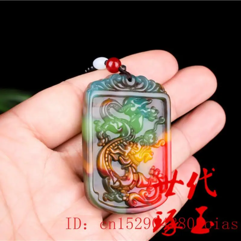 Природный цвет Hetian Нефритовый камень дракон кулон ожерелье китайские ювелирные