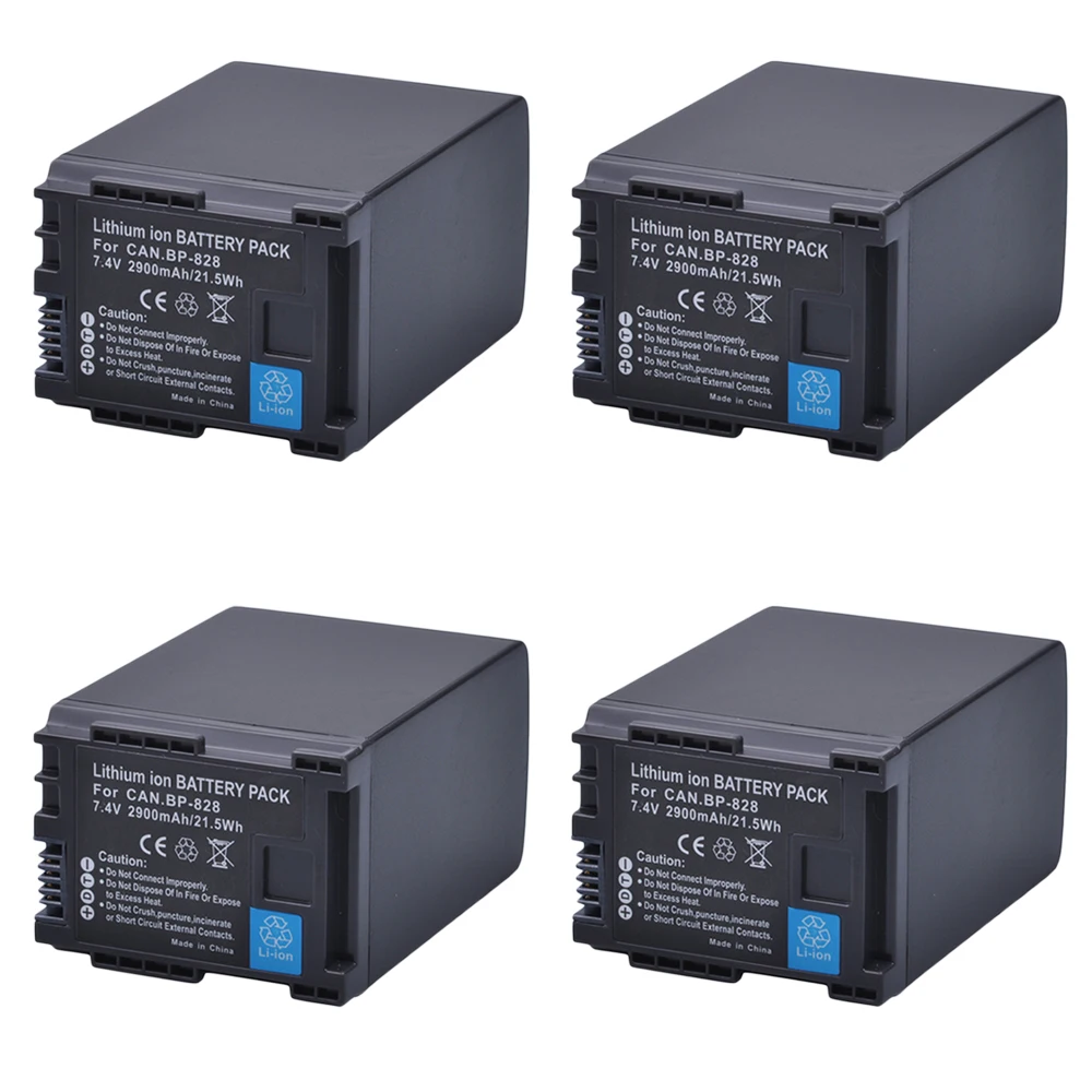4 шт. 2900 мАч BP 828 BP828 литий ионный Аккумулятор для Canon HFM300 HFM30 HFG30 HFG10 HFM40 HFM400 HFS30 HG20 G30 G40